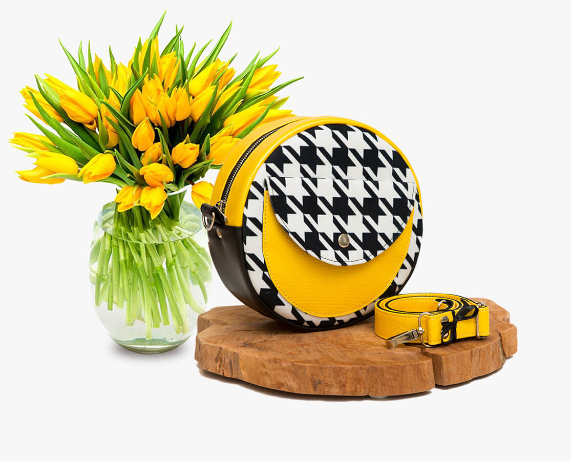 roundbag żółty z pepitką