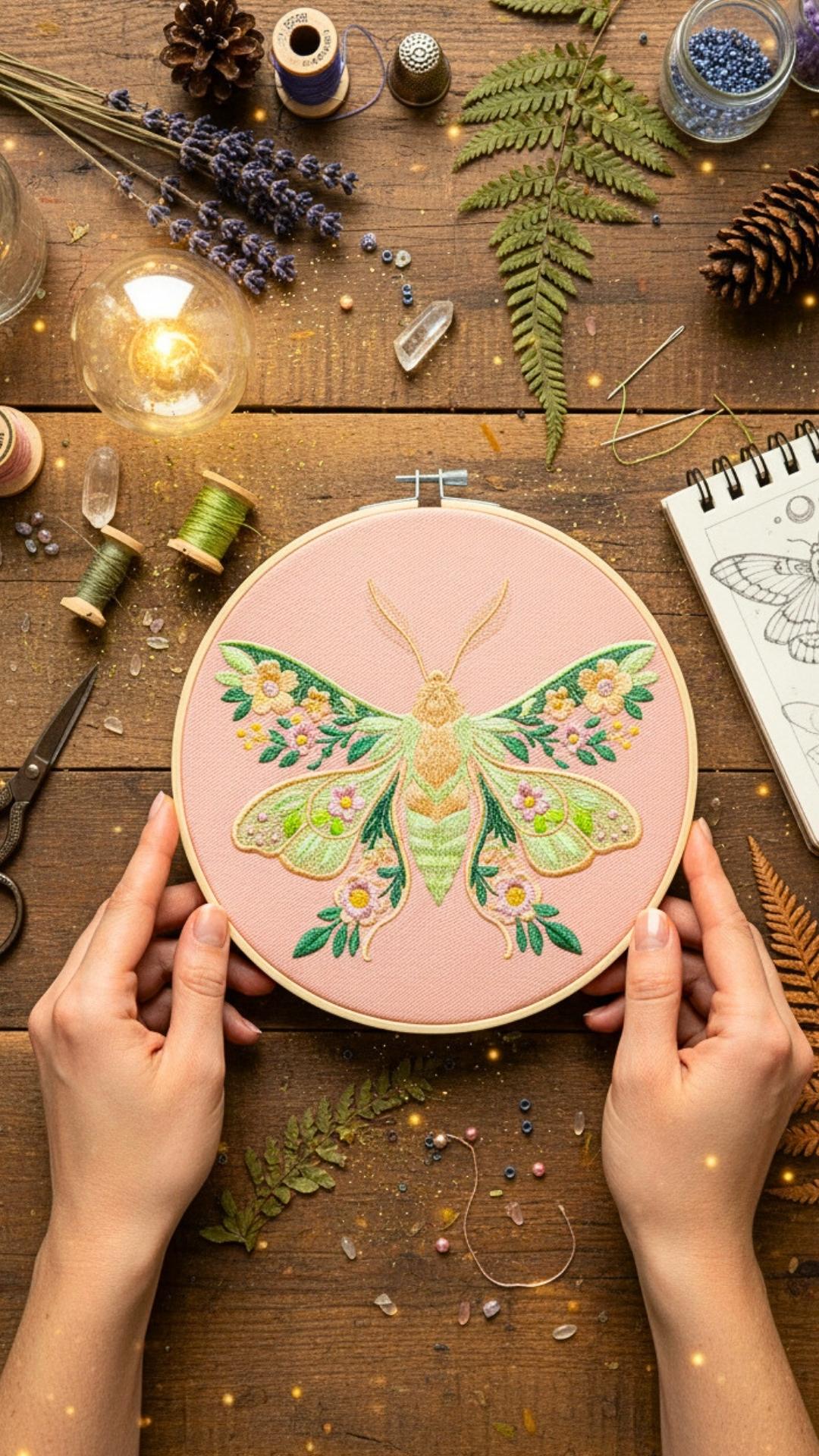 ćma floral haft w tamborku