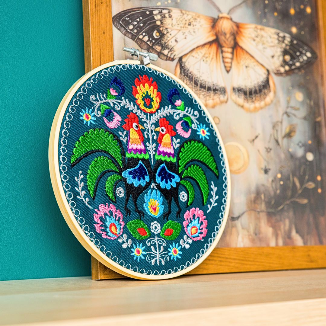 koguty folkowe łowickie koguty haft w tamborku