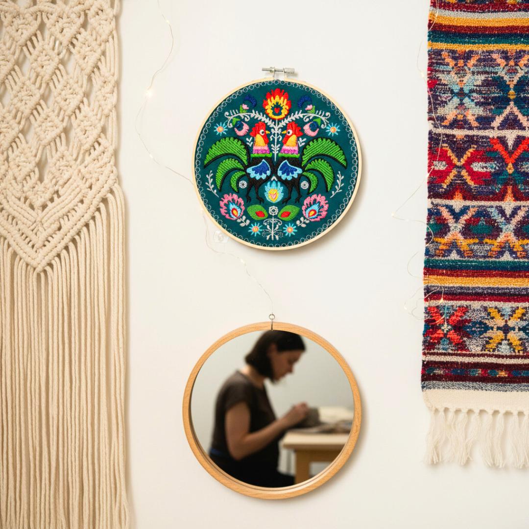 koguty folkowe łowickie koguty haft w tamborku