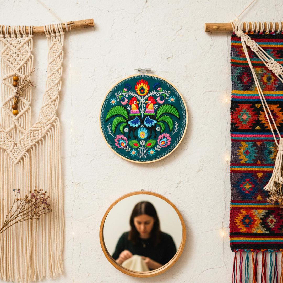 koguty folkowe łowickie koguty haft w tamborku