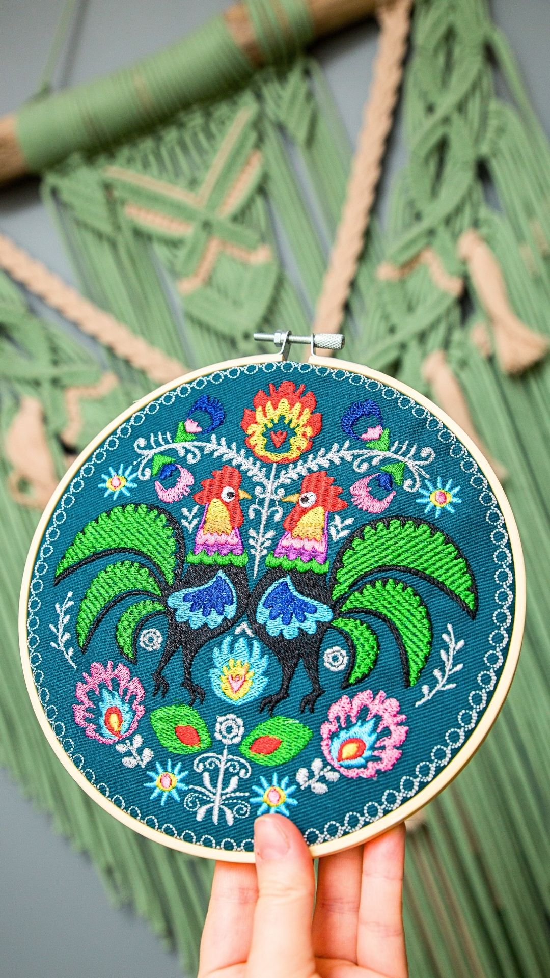 koguty folkowe łowickie koguty haft w tamborku