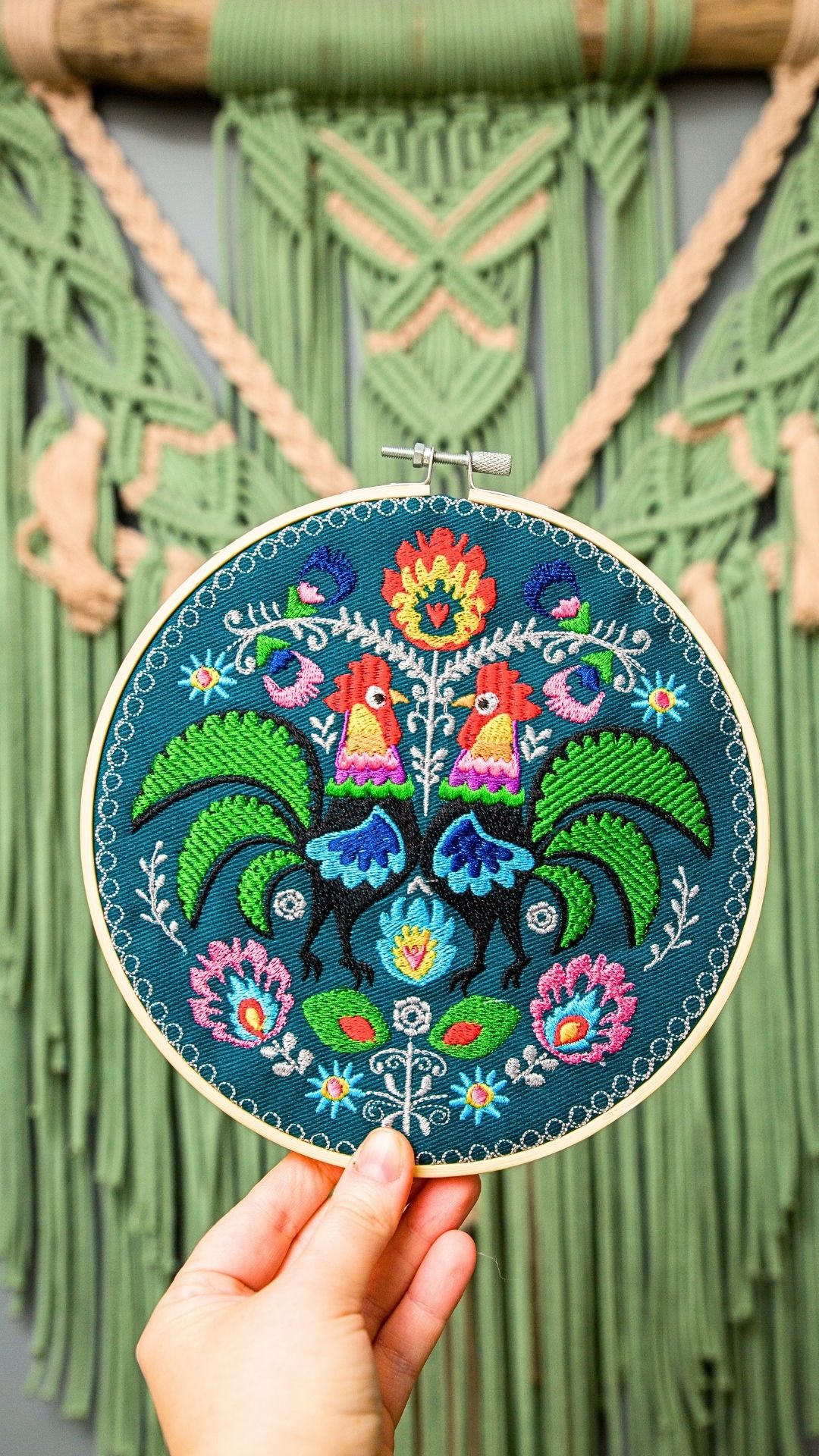 koguty folkowe łowickie koguty haft w tamborku