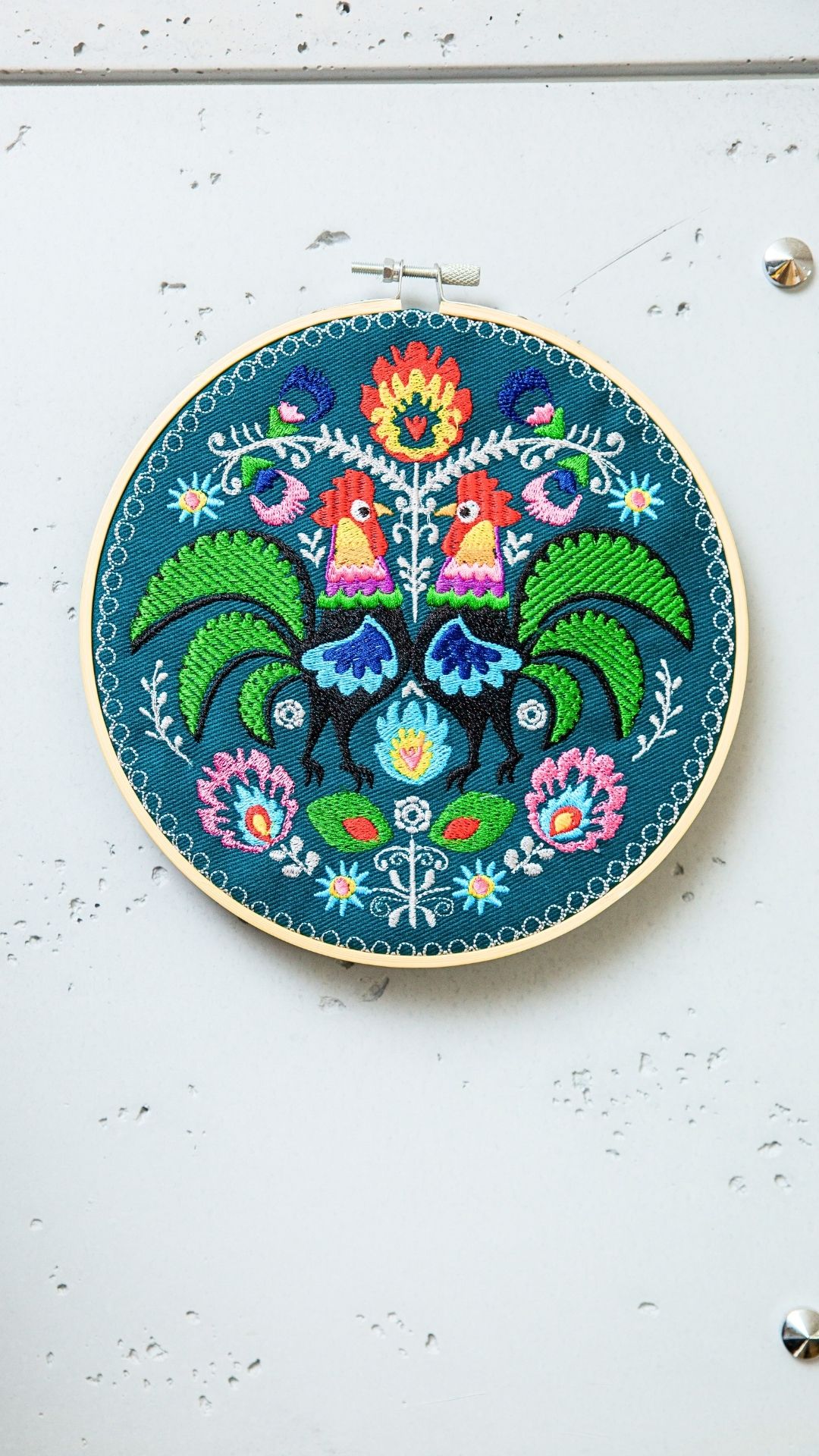 koguty folkowe łowickie koguty haft w tamborku