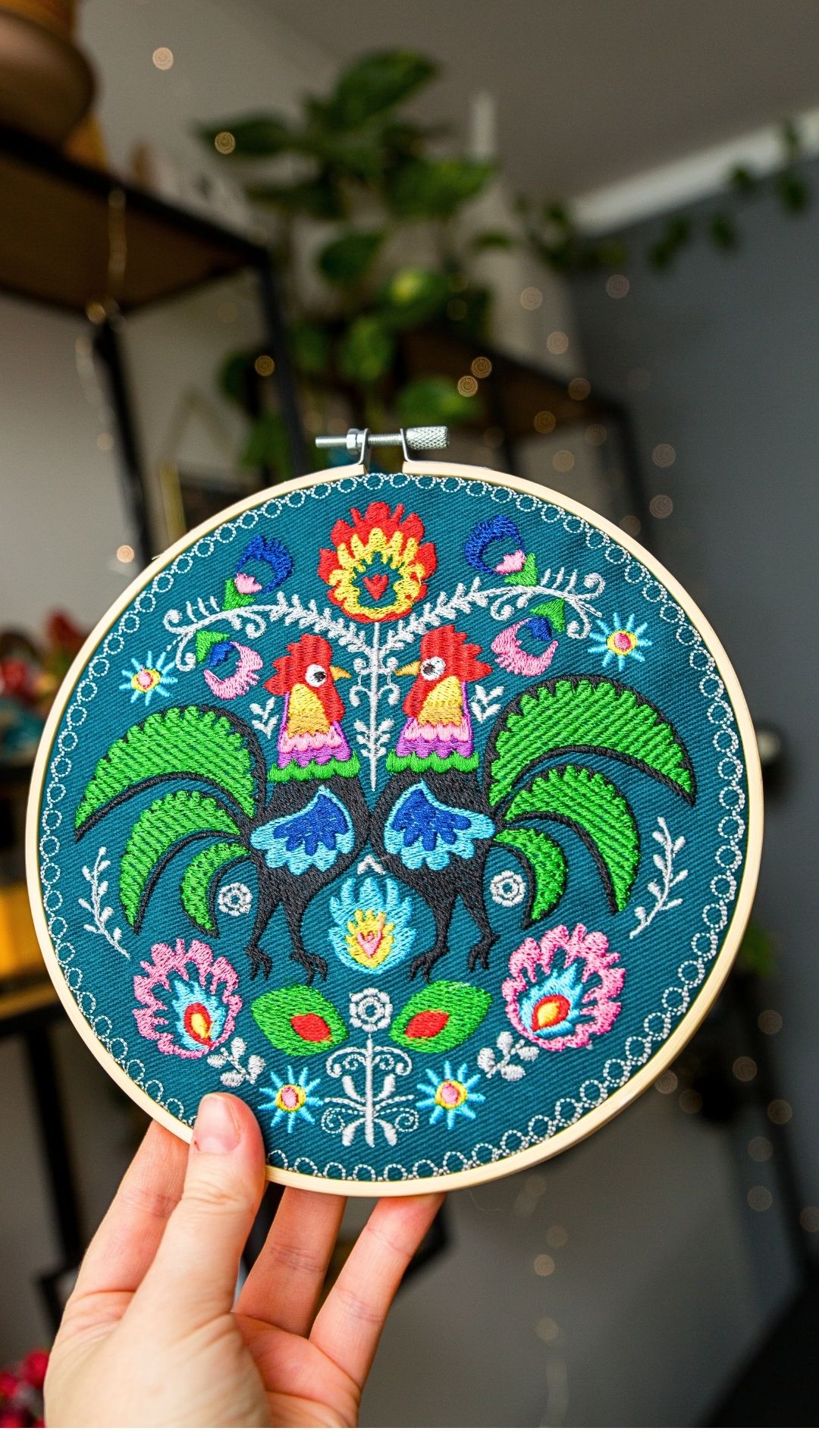 koguty folkowe łowickie koguty haft w tamborku