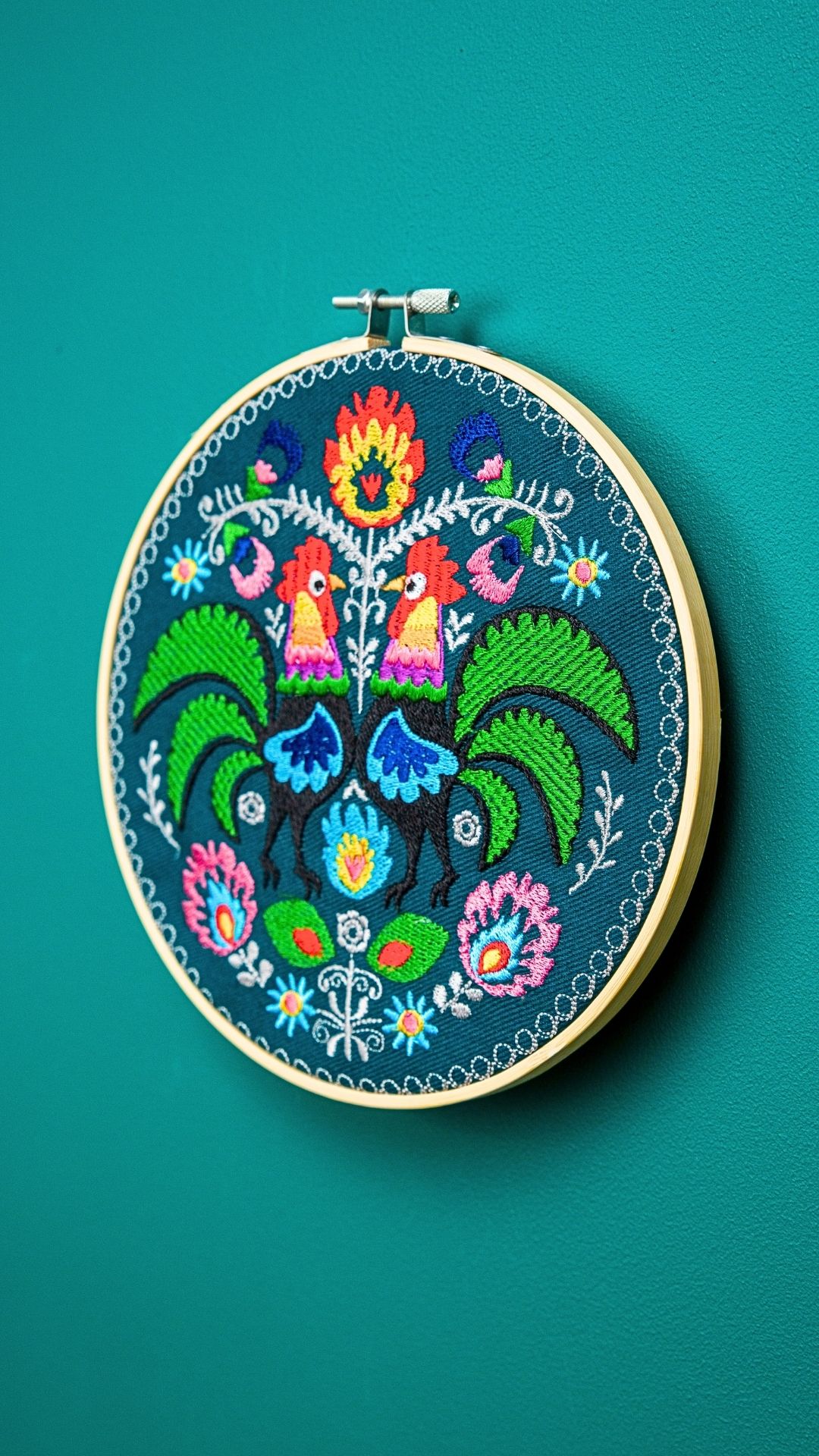 koguty folkowe łowickie koguty haft w tamborku