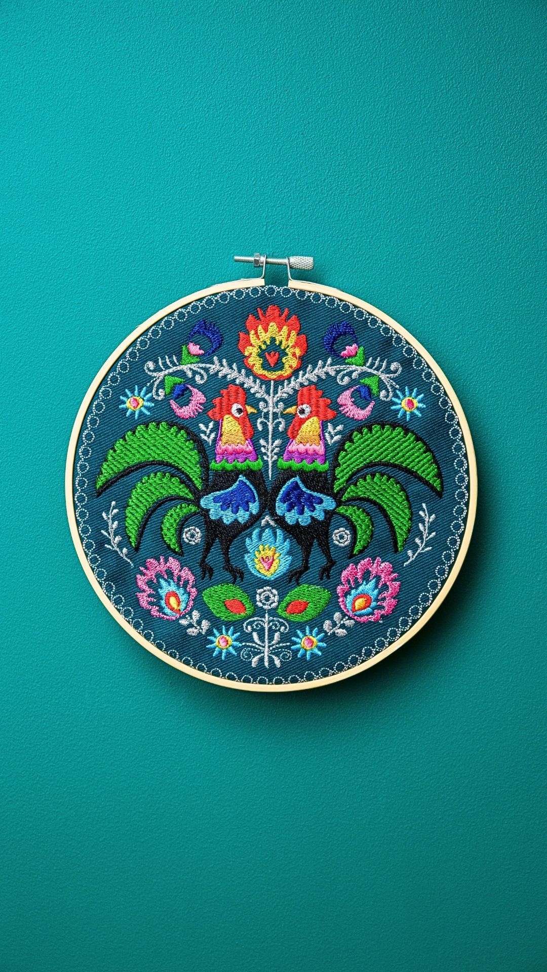 koguty folkowe łowickie koguty haft w tamborku