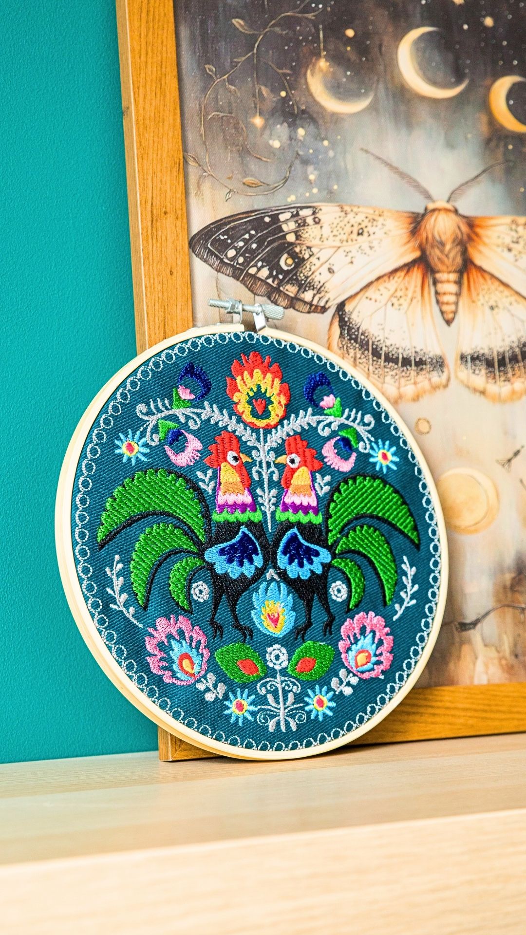 koguty folkowe łowickie koguty haft w tamborku