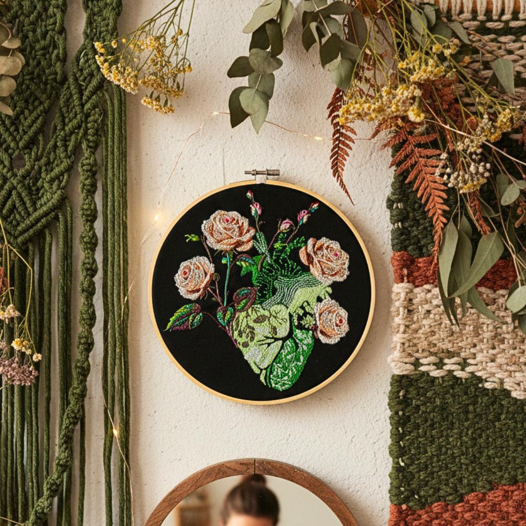 Rozkwit serca – haft w tamborku 20 cm