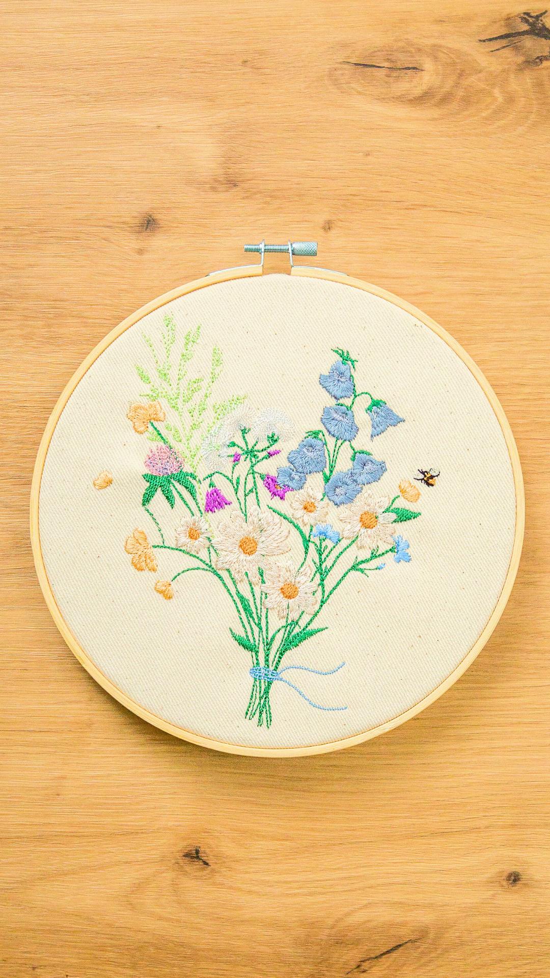 Bukiet polnych kwiatów Jagna - haft w tamborku 20 cm