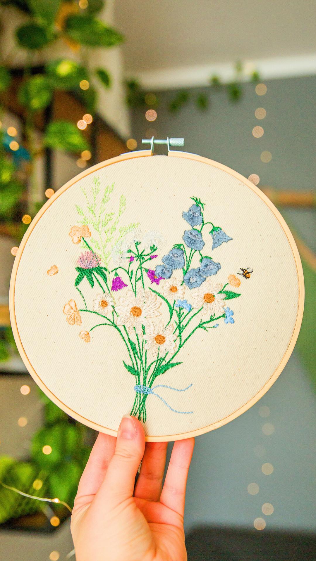 Bukiet polnych kwiatów Jagna - haft w tamborku 20 cm