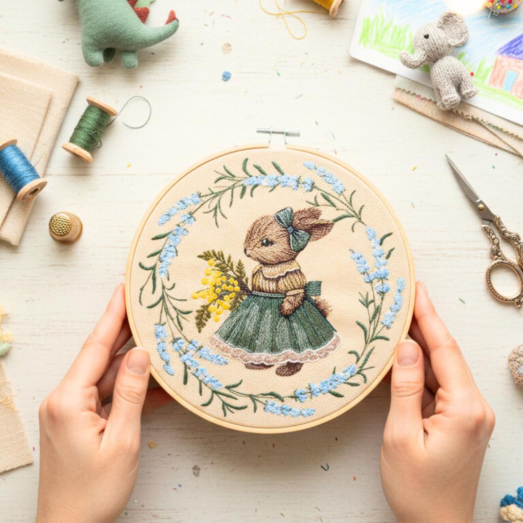 Królik (girl), haft w tamborku 20 cm