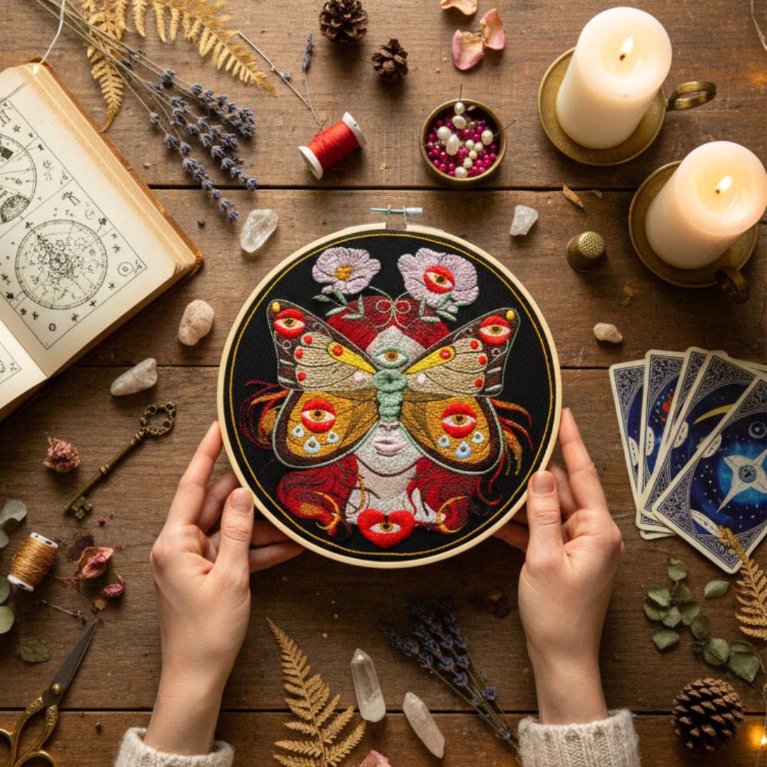 Madame Butterfly black, haft w tamborku 20 cm