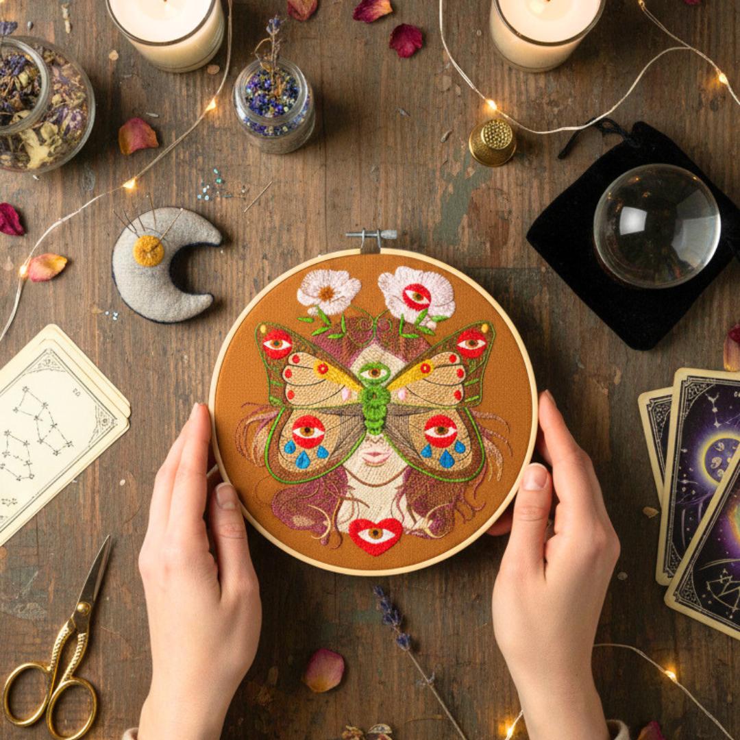 Madame Butterfly brown, haft w tamborku 20 cm