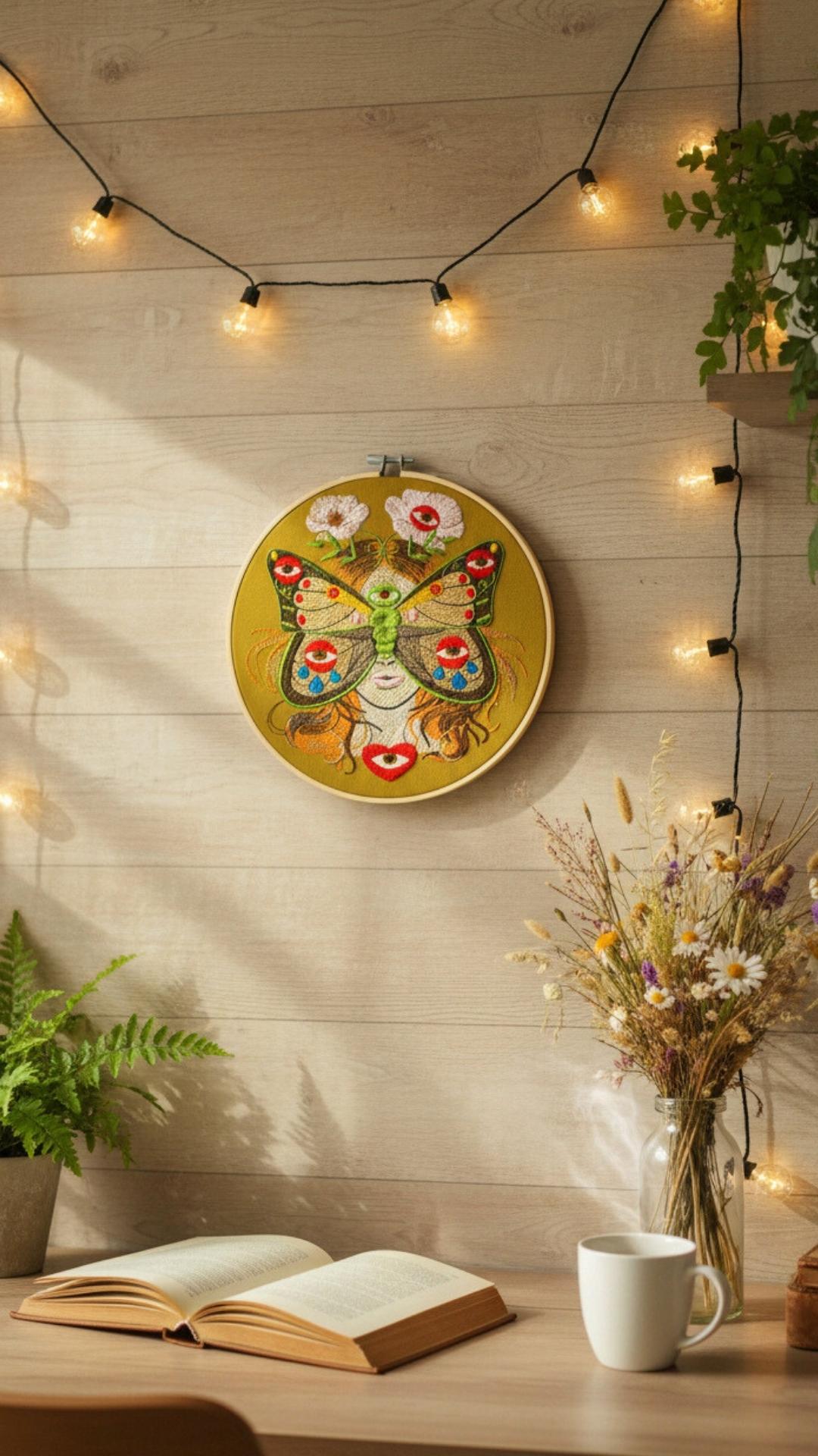 Madame Butterfly curry, haft w tamborku 20 cm kw