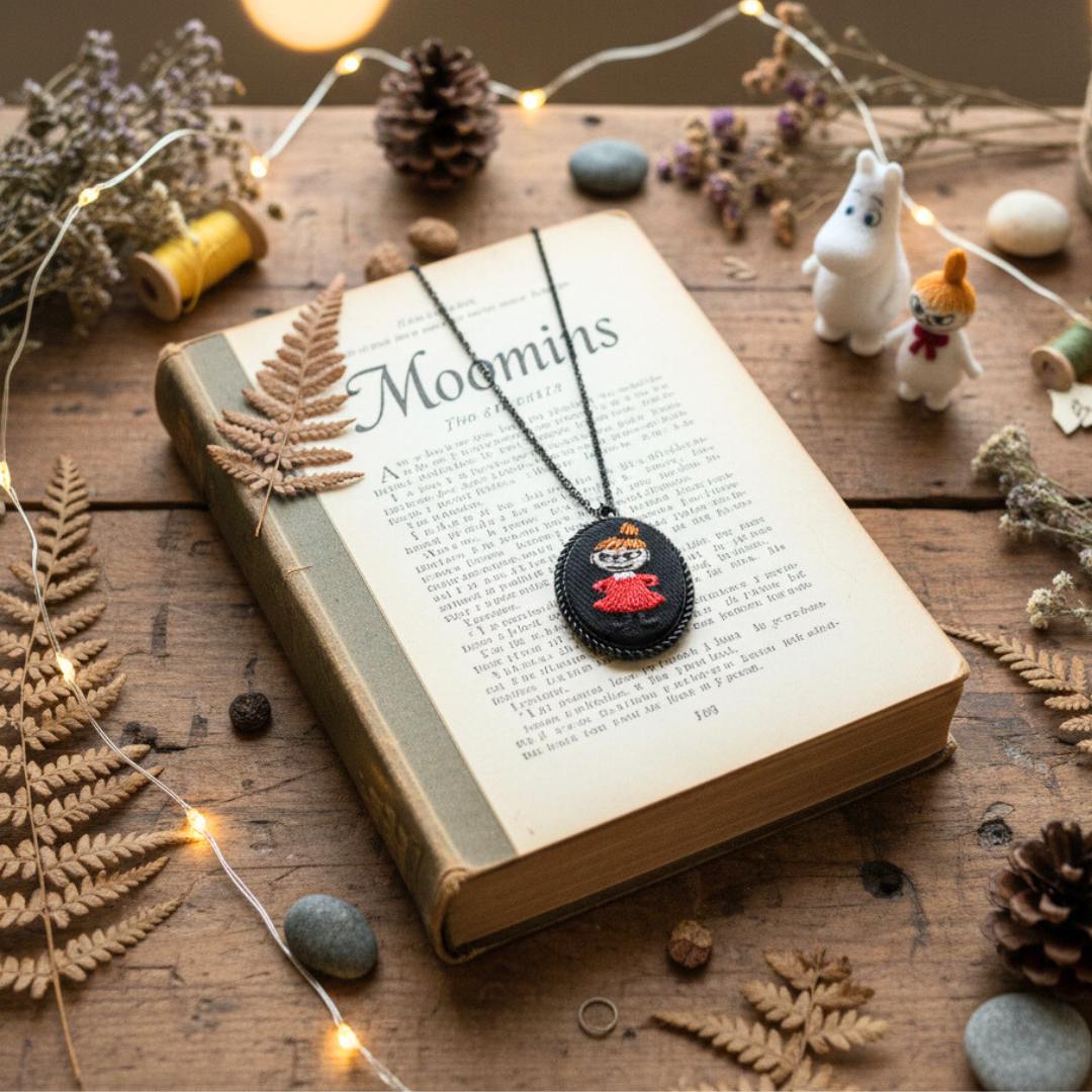 Haftowany wisiorek, haftowany naszyjnik, haftowana biżuteria, haftowane kwiaty