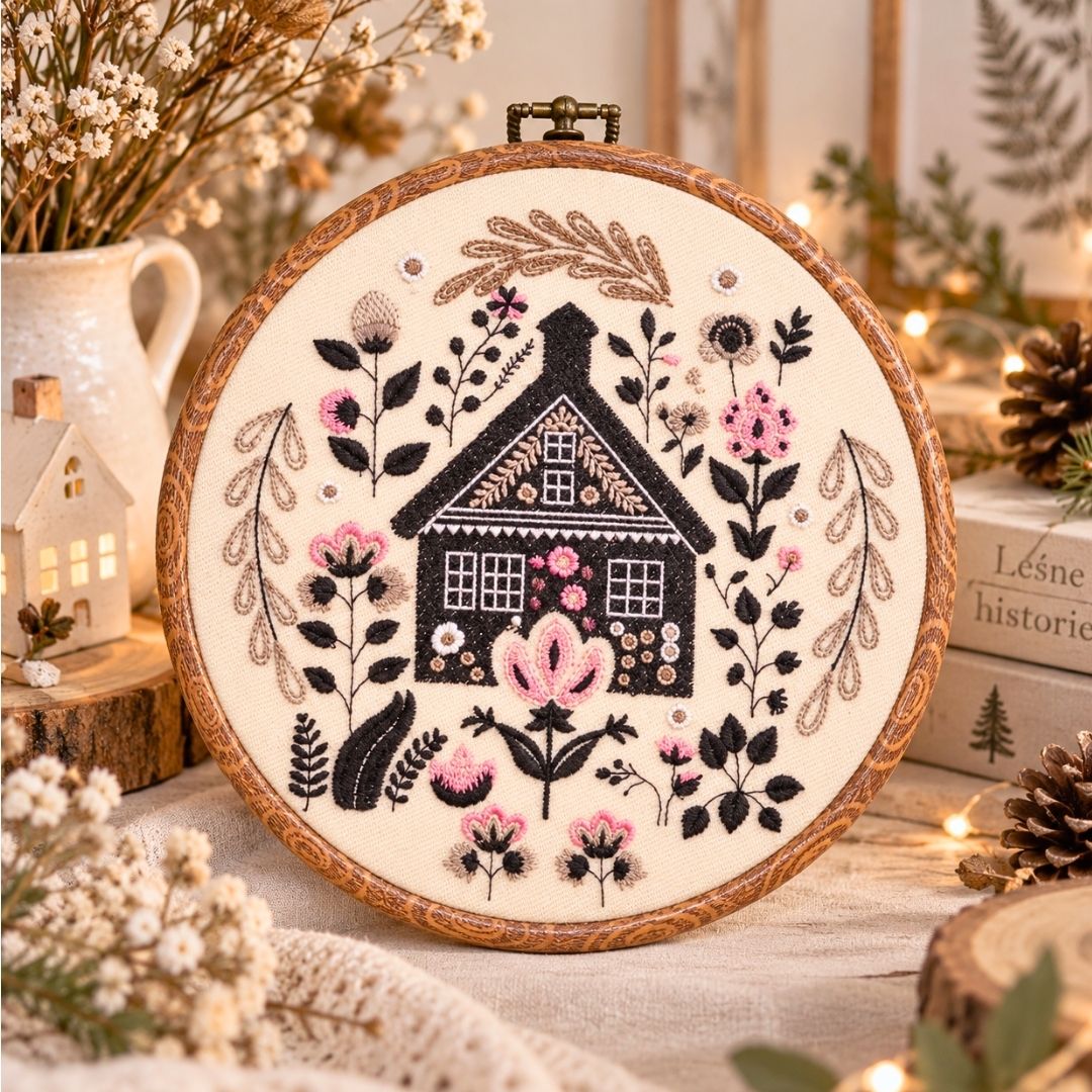 Sielska chata – haft w tamborku 20 cm