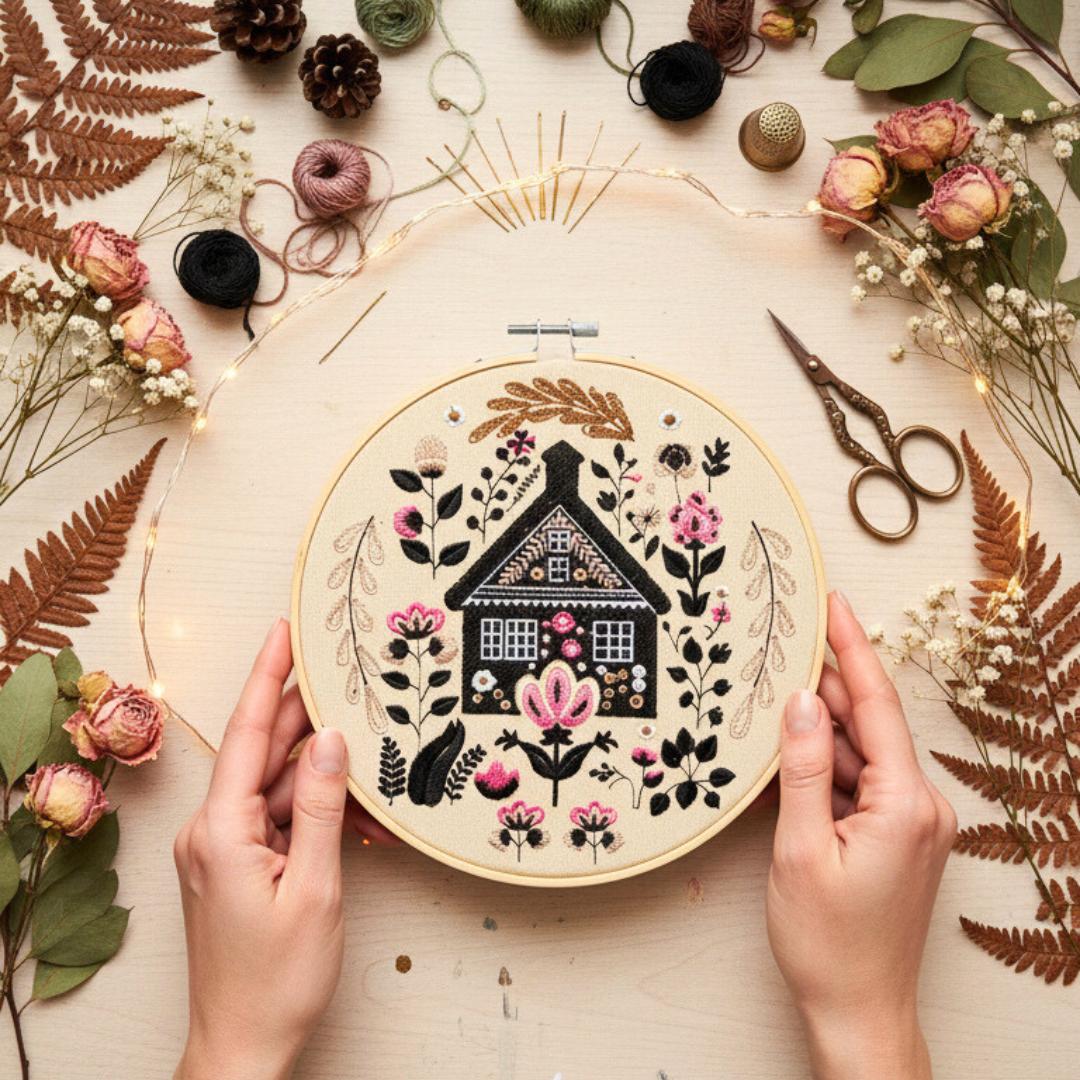 Sielska chata – haft w tamborku 20 cm