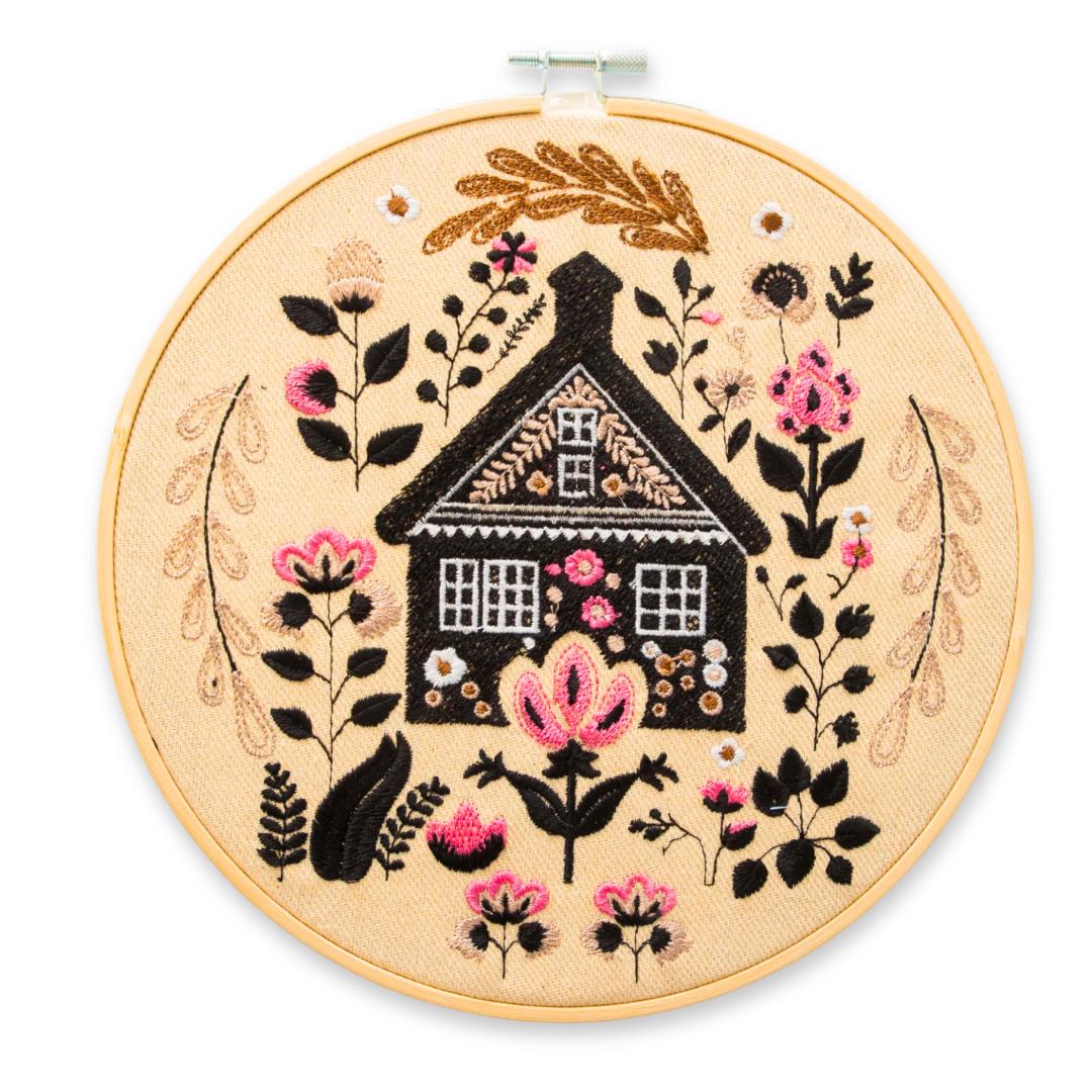 Sielska chata - haft w tamborku 20 cm