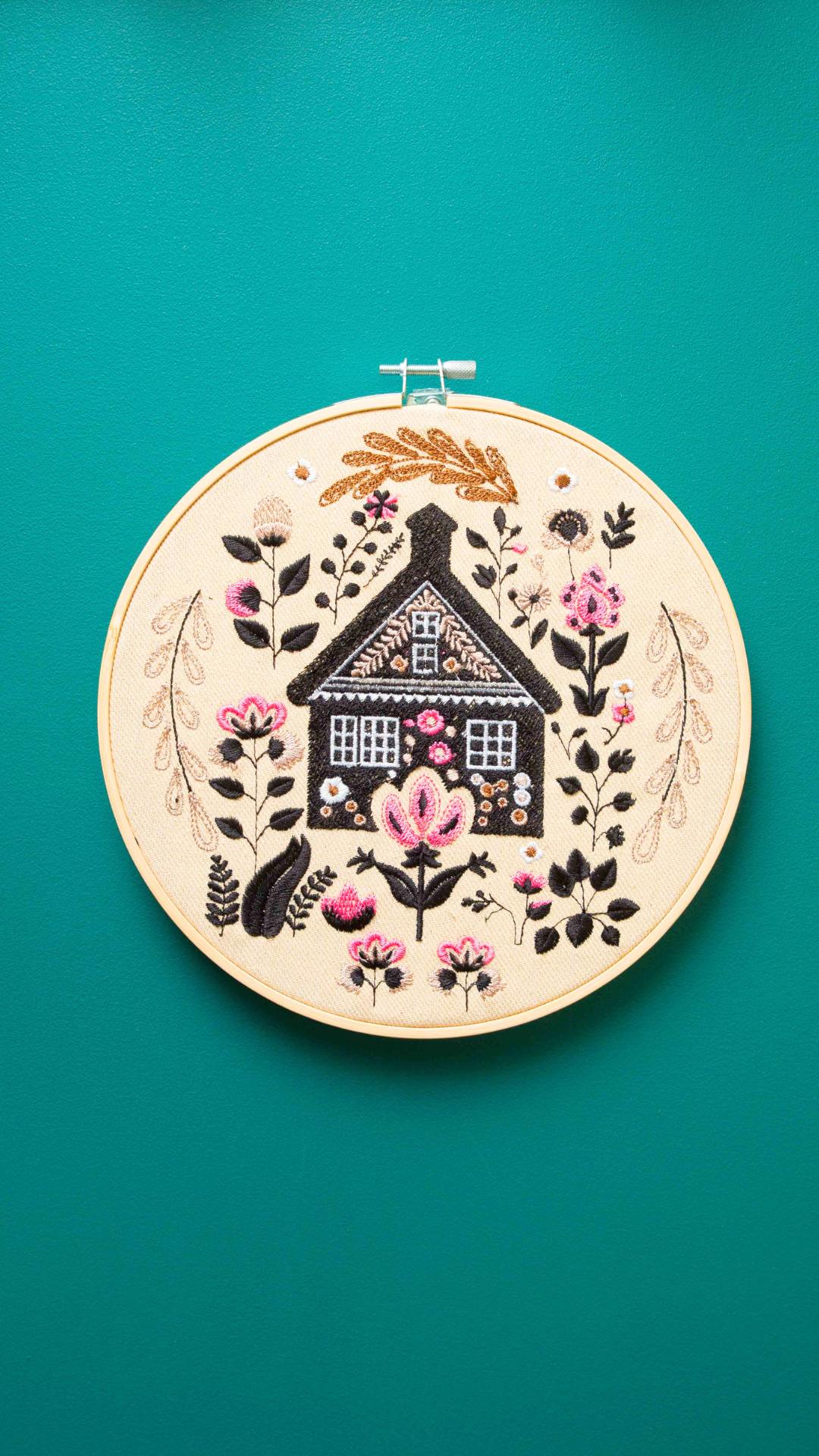 Sielska chata - haft w tamborku 20 cm