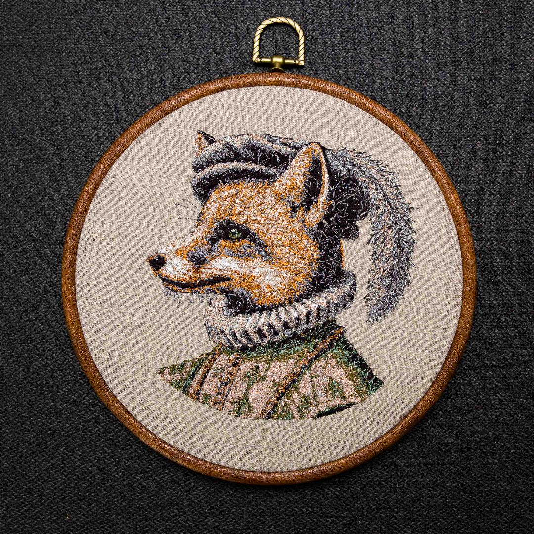 Sir Foxley – haft w tamborku 20 cm