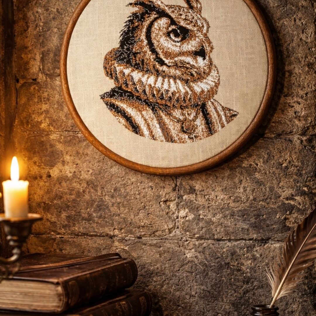 Sir Owlerton – haft w tamborku 20 cm