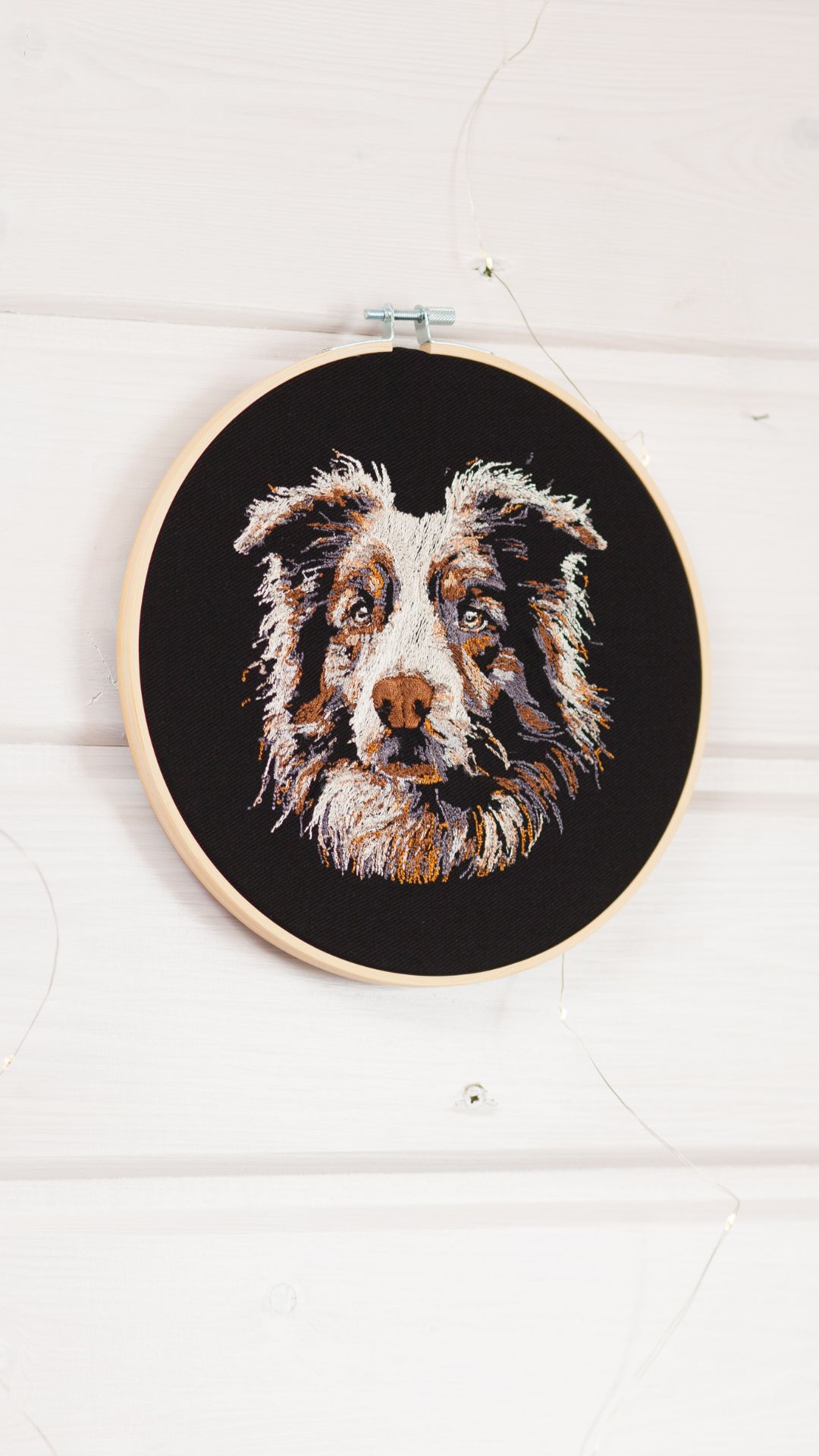 Owczarek Australijski - haft w tamborku 20 cm
