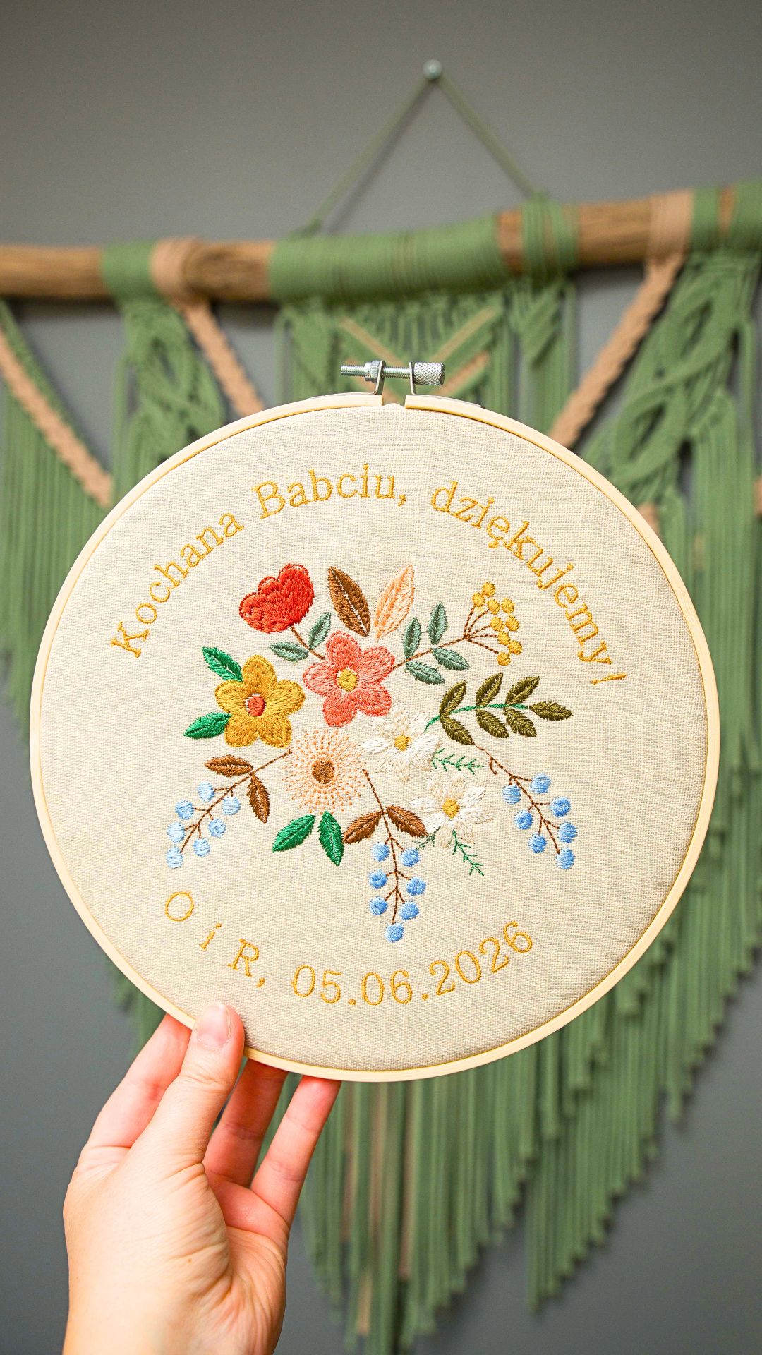 Podziękowania 4, Indywidualna dedykacja, haft w tamborku 23 cm