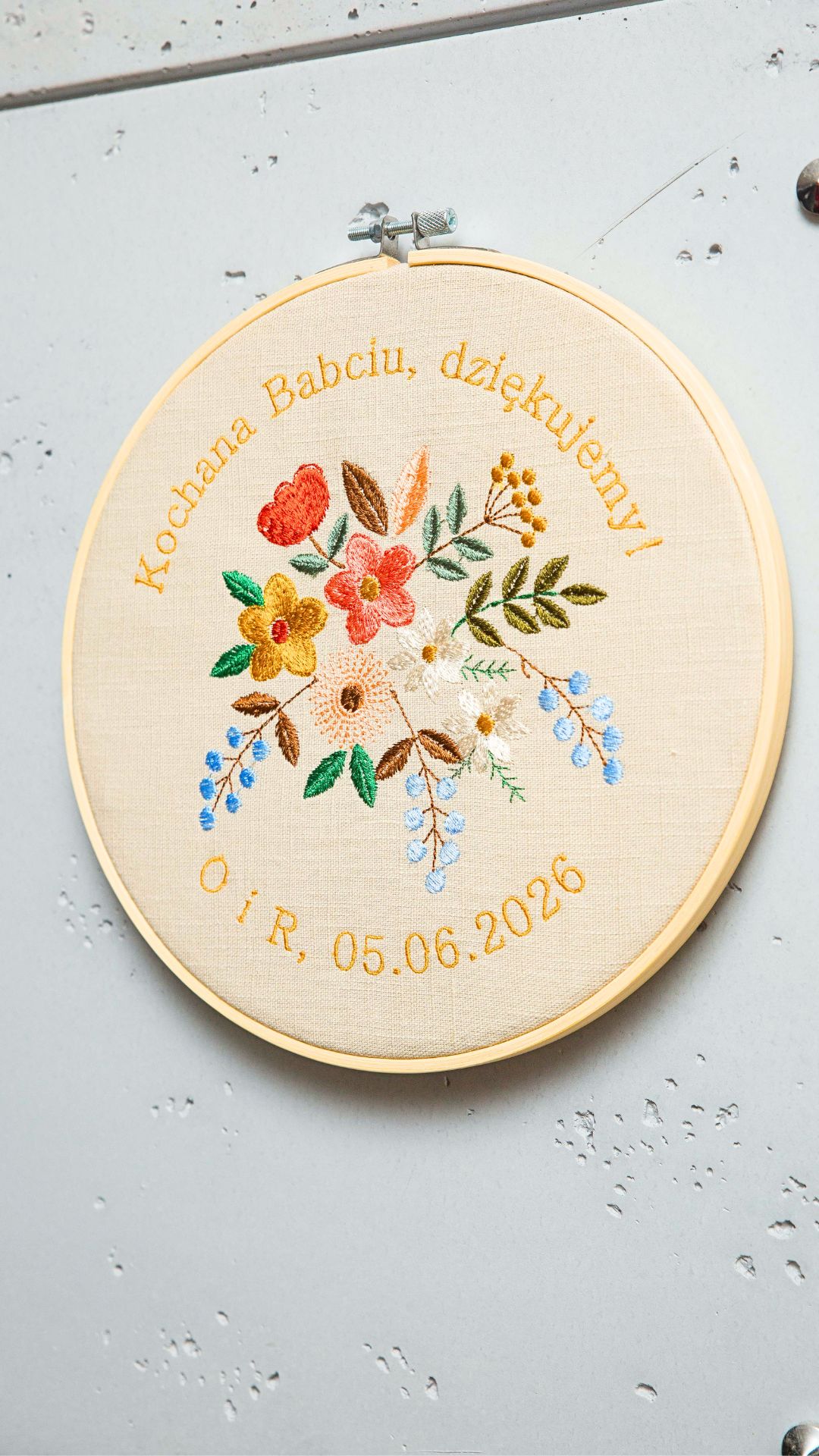 Podziękowania 4, Indywidualna dedykacja, haft w tamborku 23 cm