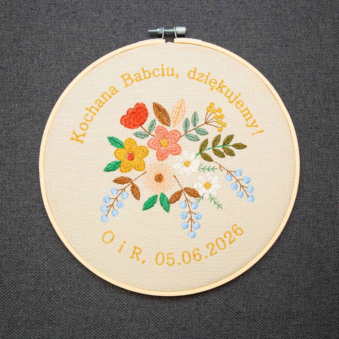 Podziękowania 4, Indywidualna dedykacja, haft w tamborku 23 cm