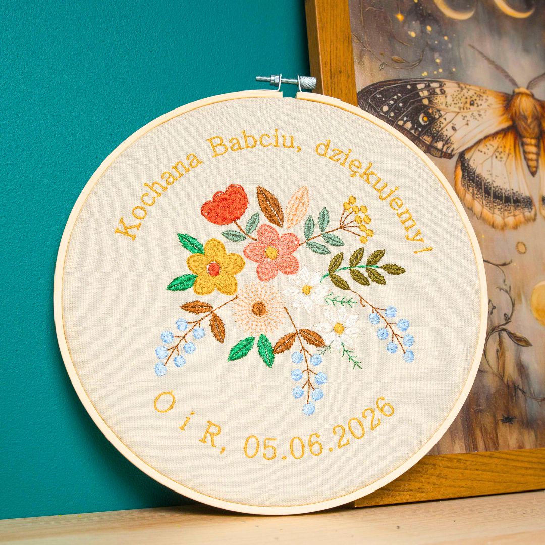 Podziękowania 4, Indywidualna dedykacja, haft w tamborku 23 cm