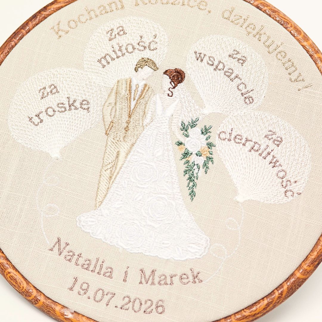 Podziękowania dla Rodziców, haft w oprawie vintage ok 20 cm
