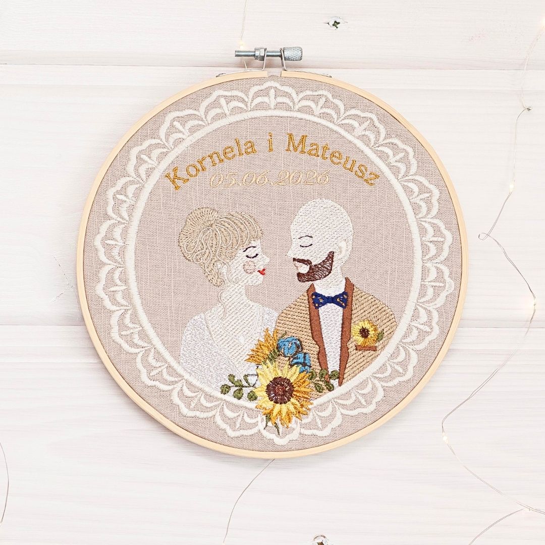 Haft ślubny w tamborku 20 cm, indywidualna dedykacja 18 - obrazek 7