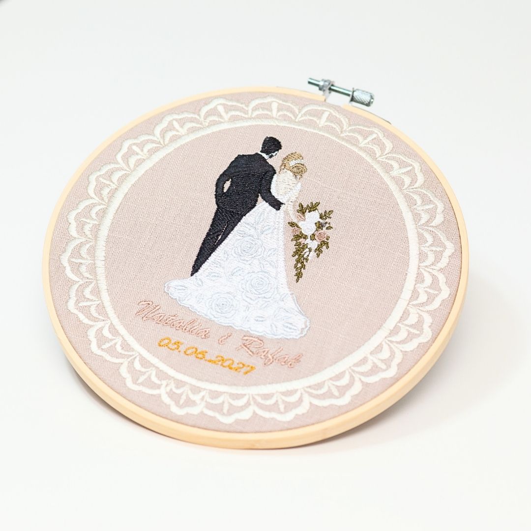 Haft ślubny w tamborku 20 cm, indywidualna dedykacja 21 T