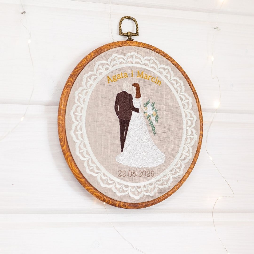 Haft ślubny w tamborku 20 cm, indywidualna dedykacja 21 T2