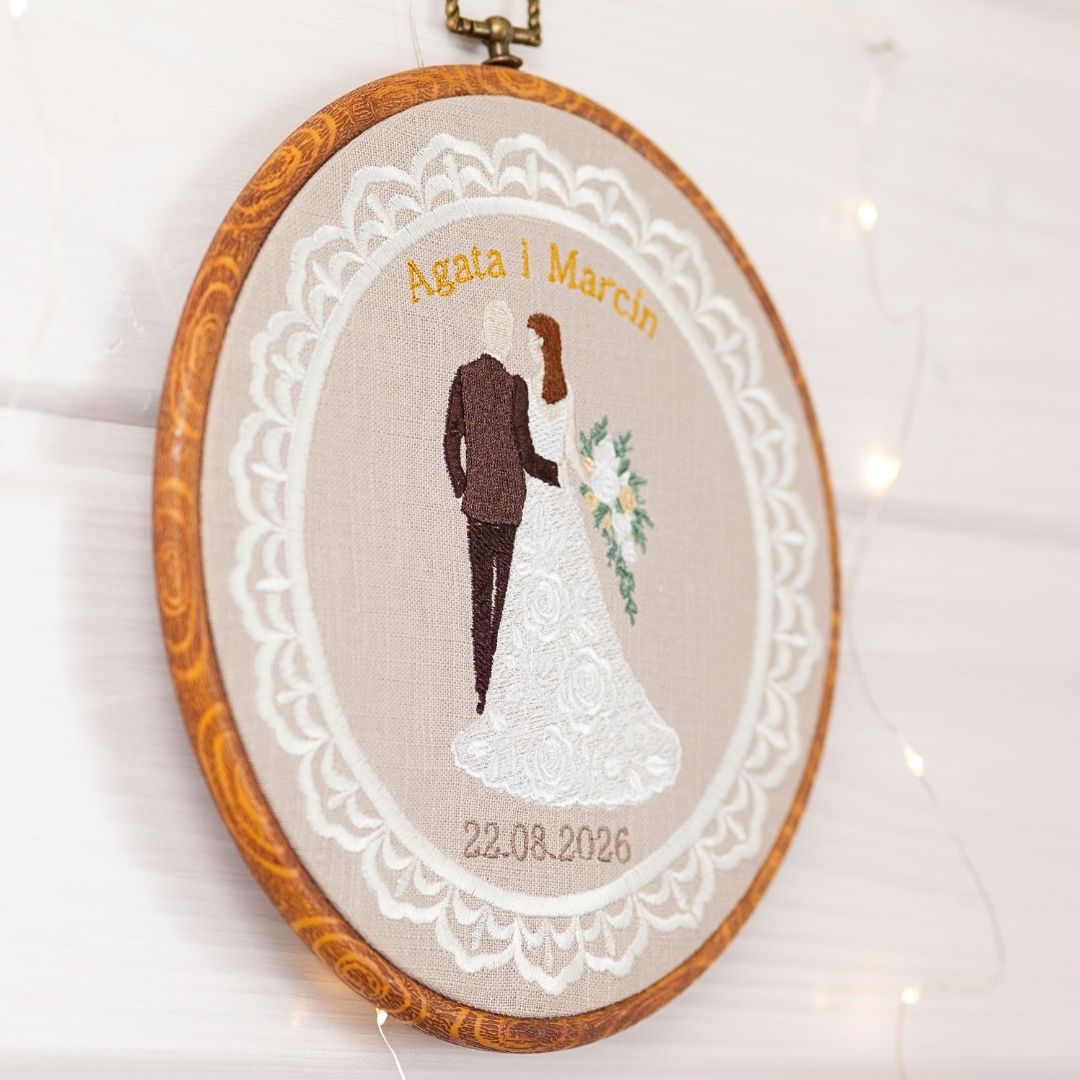 Haft ślubny w tamborku 20 cm, indywidualna dedykacja 21 T2