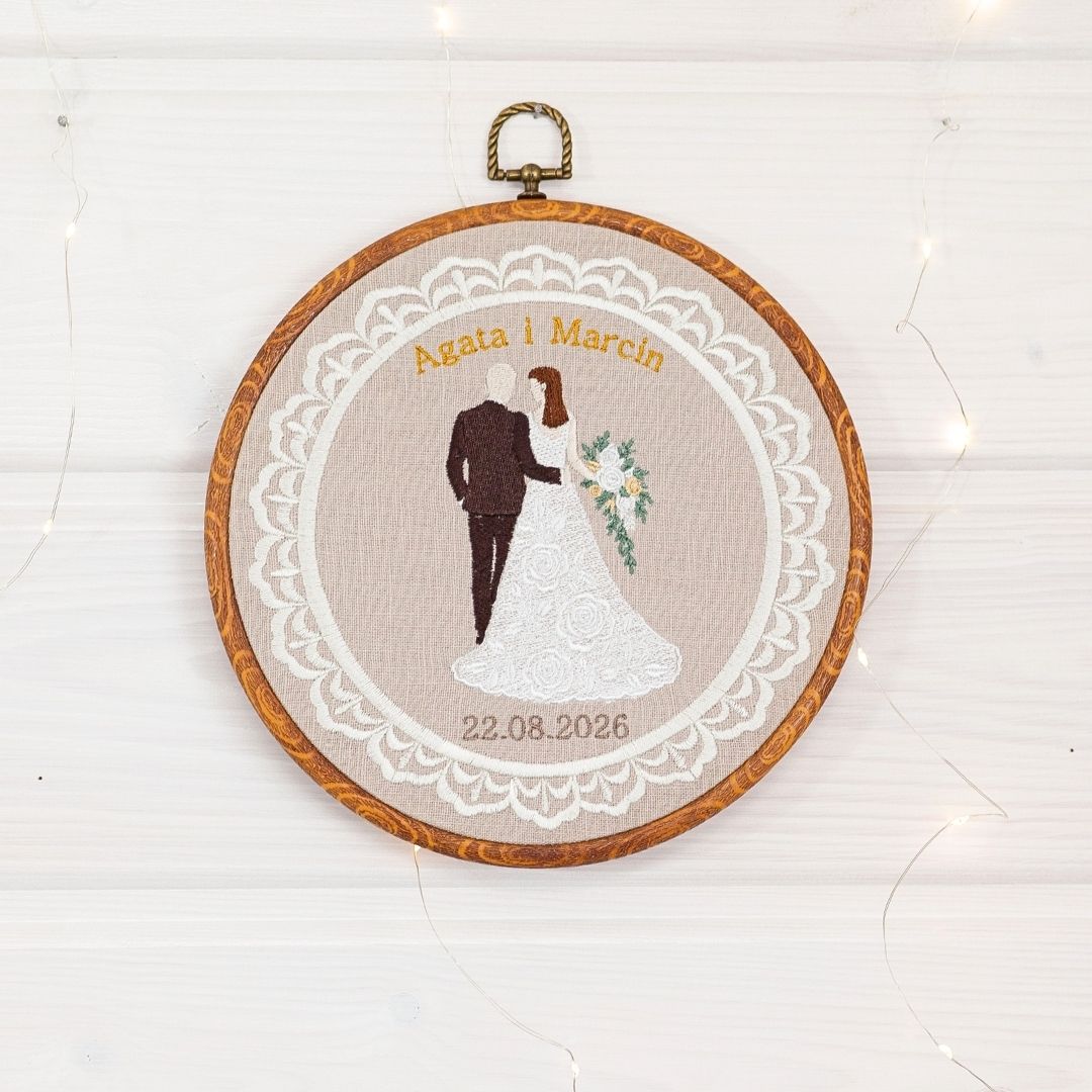 Haft ślubny w tamborku 20 cm, indywidualna dedykacja 21 T2