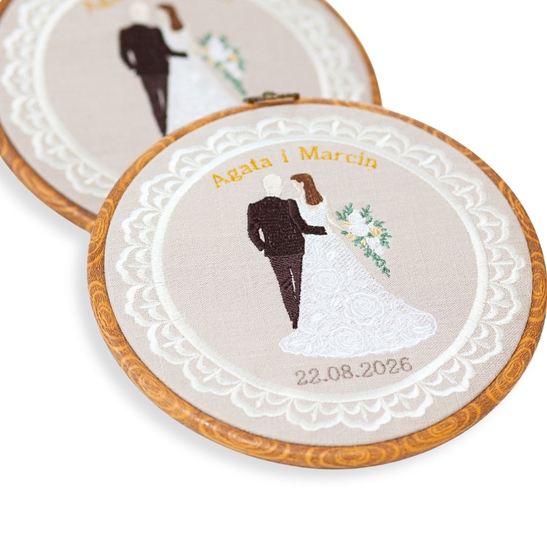 Haft ślubny w tamborku 20 cm, indywidualna dedykacja 21 T2
