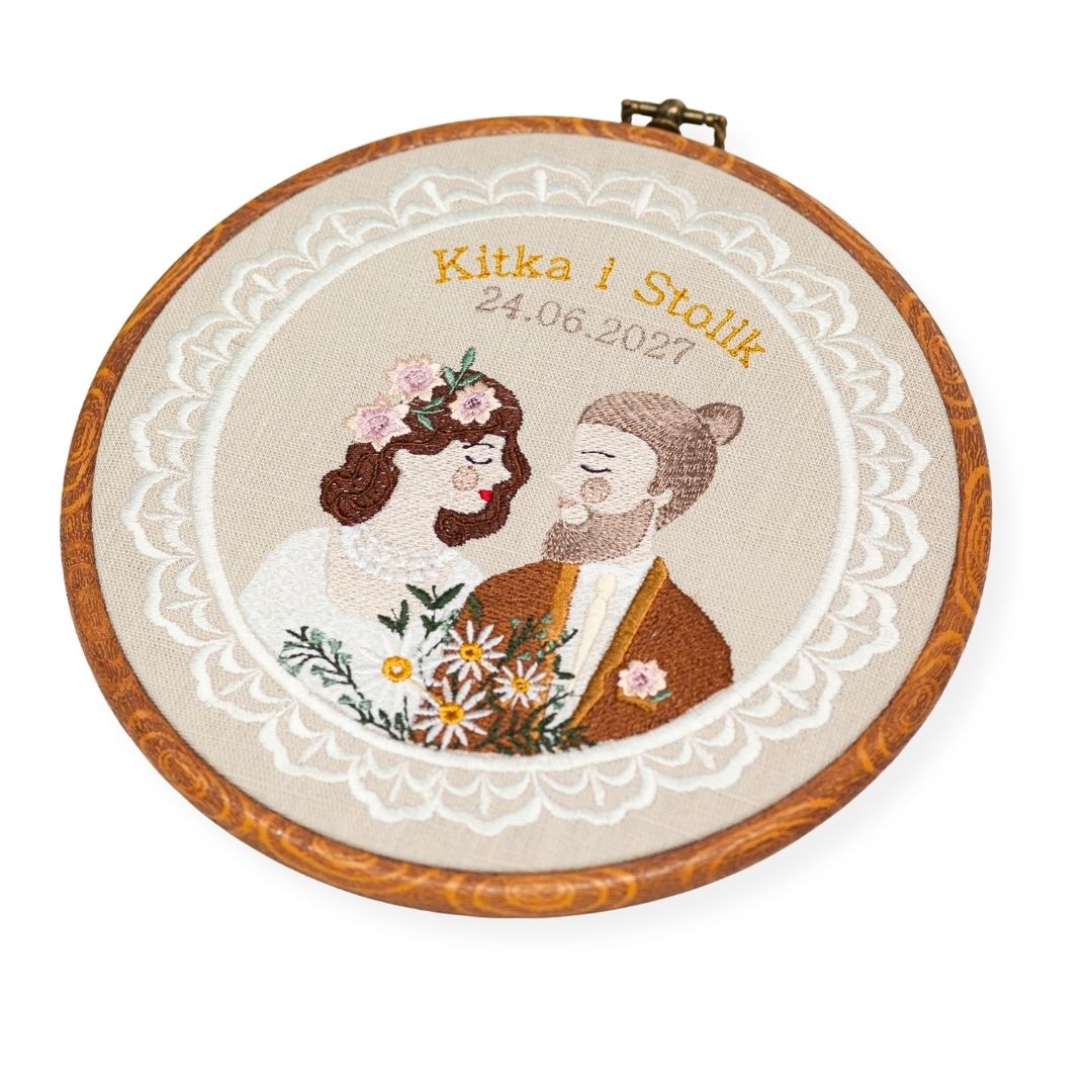 Haft ślubny w tamborku 20 cm, indywidualna dedykacja 28 - obrazek 7