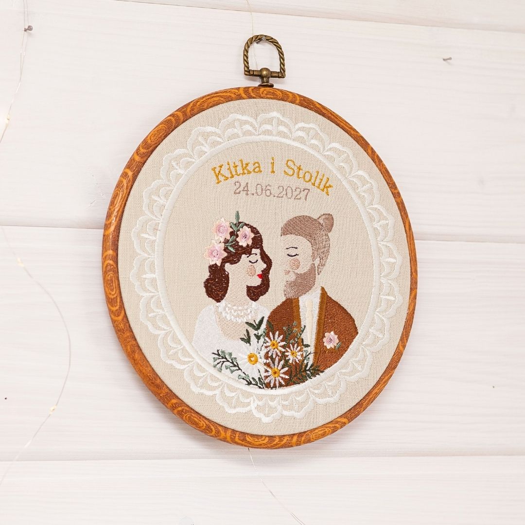 Haft ślubny w tamborku 20 cm, indywidualna dedykacja 28 - obrazek 8