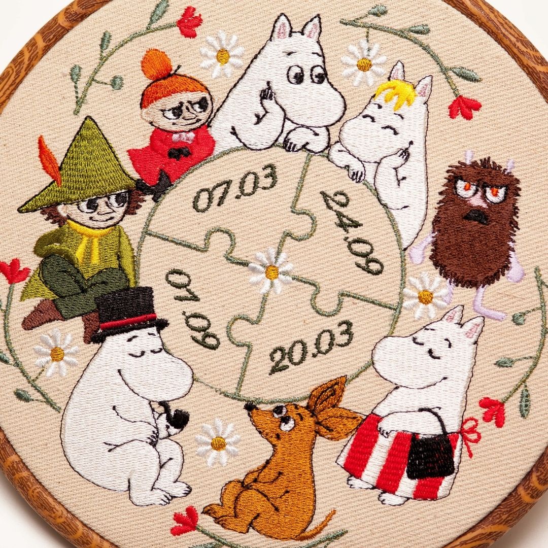 Muminki - urodzinki Twojej Rodzinki- haft w tamborku 20 cm