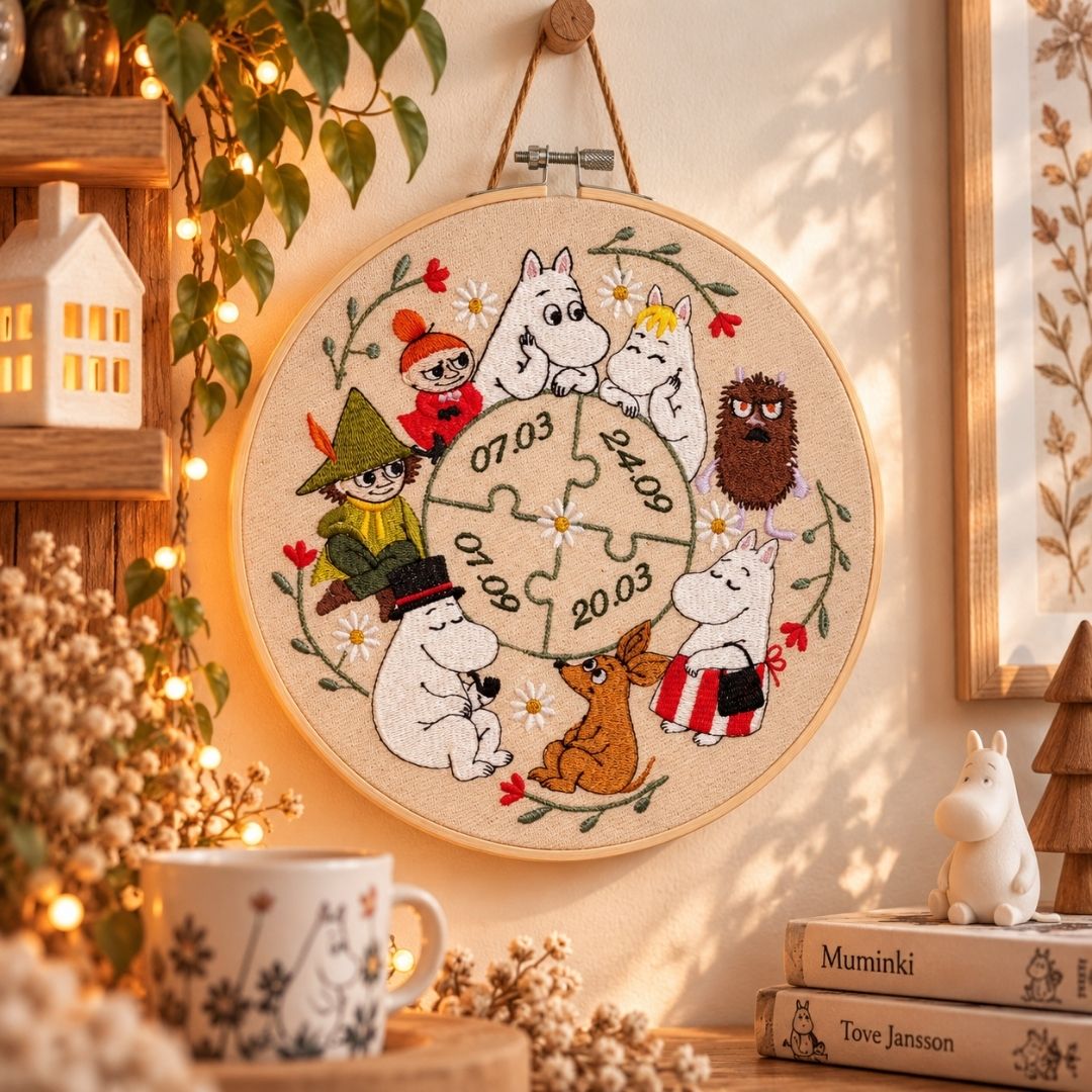 Muminki – urodzinki Twojej Rodzinki- haft w tamborku 20 cm